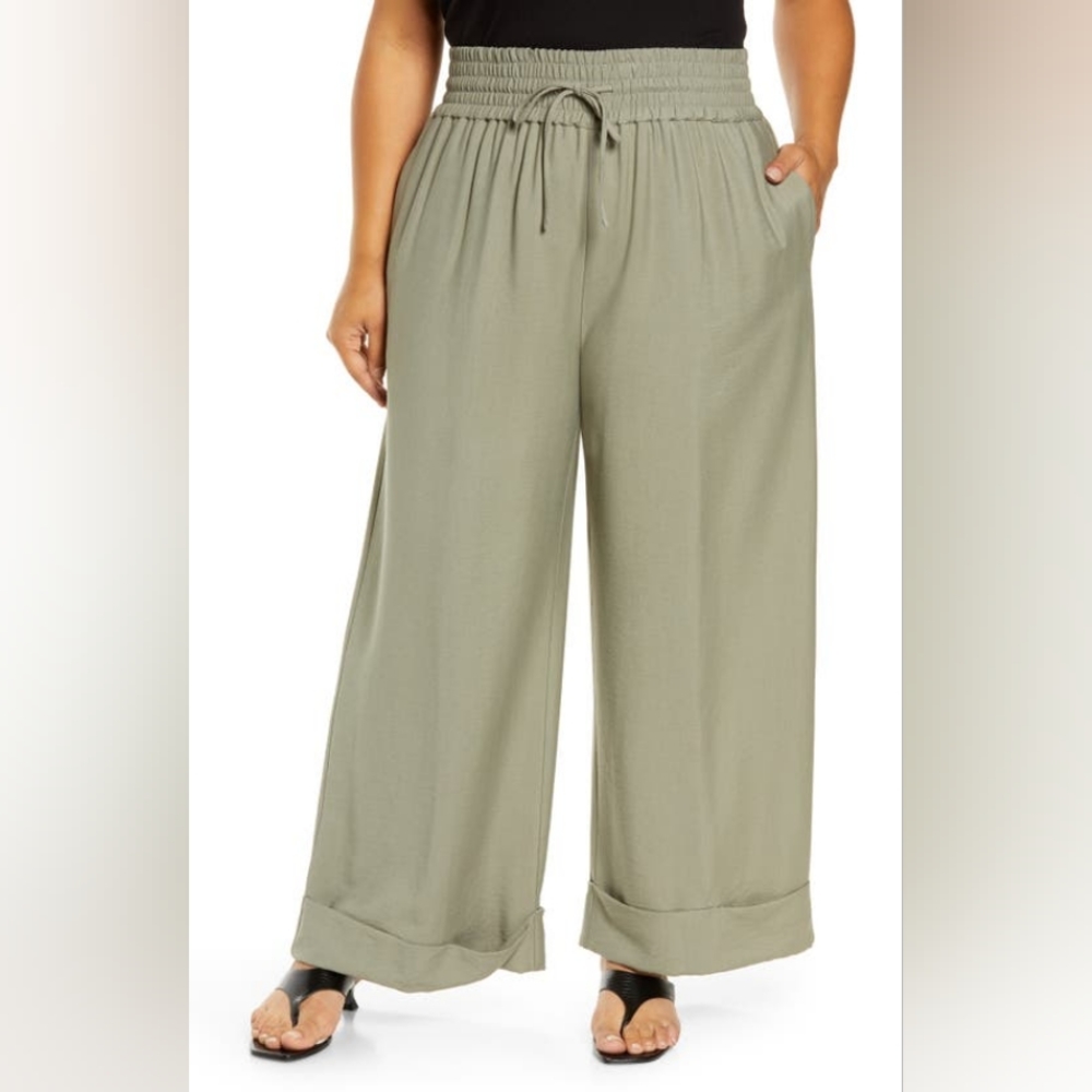 Open Edit Wide Leg Drawstring Pants